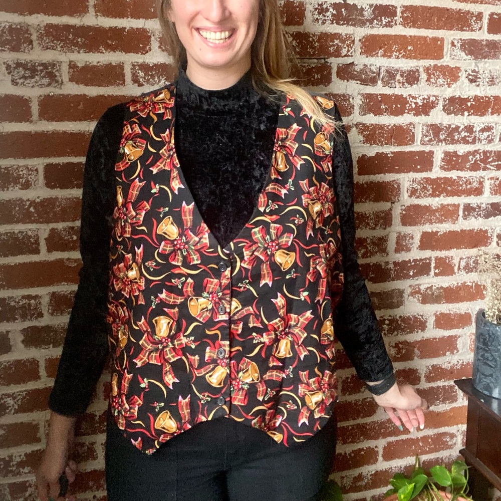 Vintage Christmas Bells Holiday Vest